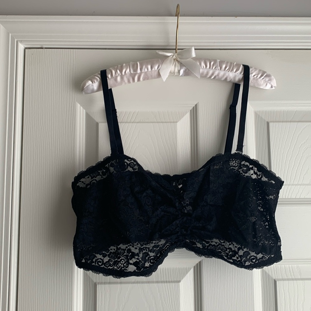 Torrid 3X Black lace Bandeau bra w/ removable straps, NWT